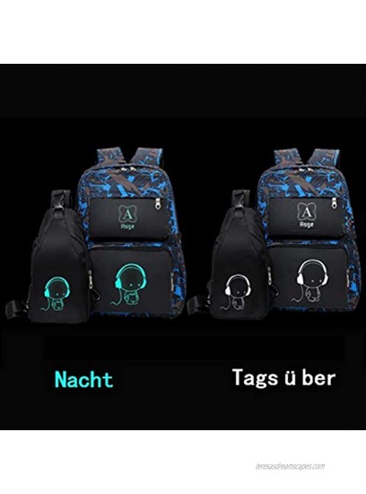 Asge Backpacks for Boys School Bags for Kids Luminous Bookbag and Sling Bag Set