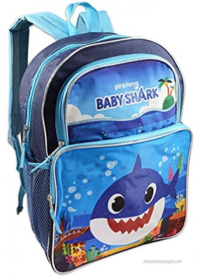 Baby Shark Backpack and Lunch Bag for Kids ~ 4 Pc Bundle With 16 Baby Shark School Bag Bundle with Finding Dory Stickers Baby Shark Coloring Pages And More Baby Shark School Supplies