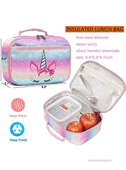 Backpack for Girls,Octsky Kids backpacks Preschool Kindergarten Bookbag Cute Lightweight With Chest Strap and Lunchbox Unicorn