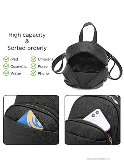 Barsine Teen Girl Small Bag PU Leather Multiple Zipper Pockets Mini Backpack Purse