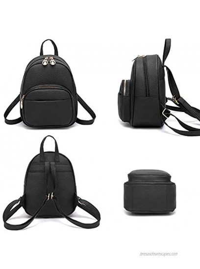 Barsine Teen Girl Small Bag PU Leather Multiple Zipper Pockets Mini Backpack Purse