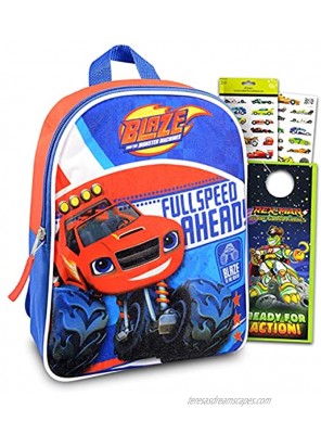 Blaze And The Monster Machines Mini Backpack ~ 3 Pc Bundle With 11" Blaze School Bag For Boys Toddlers Kids With Race Car Stickers And More Blaze School Supplies
