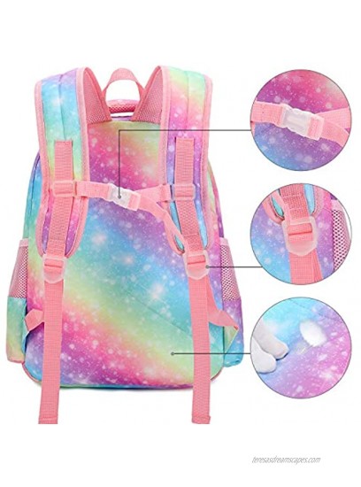 CAMTOP Backpack for Kids Girls School Backpack with Lunch Box Preschool Kindergarten BookBag Set Y0058-2 Galaxy-Rainbow