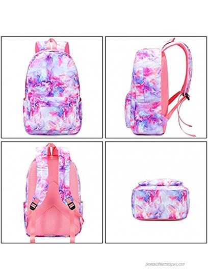 CAMTOP Girls Backpack for School Girls Backpack with Lunch Box Kids BookBag Set for Elementary Middle School 878-3 Galaxy-Purple