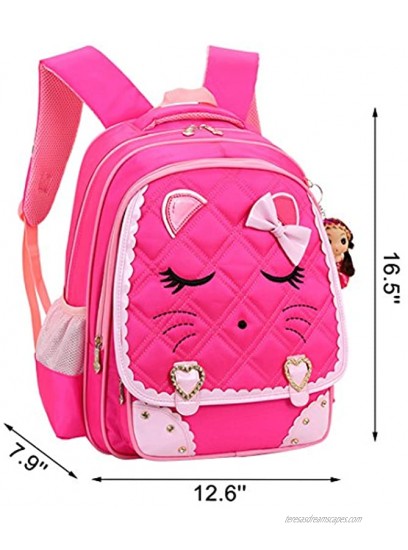 Cat Face Girls Backpack Kids School Bookbag for Students