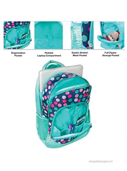 Class Collections Backpack and Lunchbox Set Blue Polka Dot