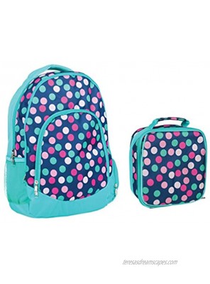 Class Collections Backpack and Lunchbox Set Blue Polka Dot