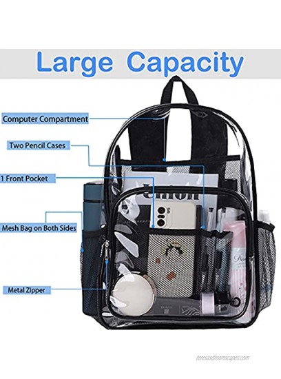 Clear Backpack Stadium Approved for Women Men Heavy Duty See Through Transparent Pvc Backpacks for School Work