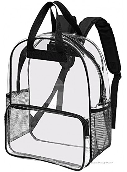 Clear Backpack Transparent Plastic Bookbag See Through Backpacks for School,Stadium,Security,Concert L16inch Black