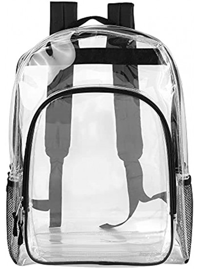 Deluxe Model Water Resistant Clear Backpacks for Men Women & Kids With Reinforced Padded Back Support Straps