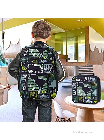 Dinosaur Backpack for Boys 16” Preschool Bookbag and Lunch Box