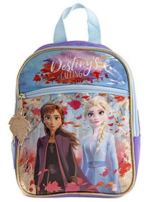 Disney Frozen 2 Princess Elsa & Anna Mini Backpack for Girls & Toddlers 10 Inch Purple & Blue with Glitter