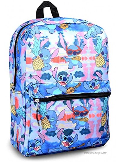 Disney Lilo And Stitch School Backpack For Kids ~ 3 Pc Bundle With 16 Stitch School Bag Tsum Tsum Stickers And Door Hanger For Boys And Girls | Stitch School Supplies Set