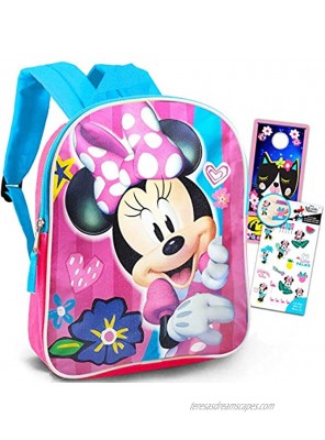 Disney Minnie Mouse Backpack for Kids Adults Large 16" Minnie Mouse School Bag with Minnie Mouse Stickers Minnie Mouse School Supplies Bundle