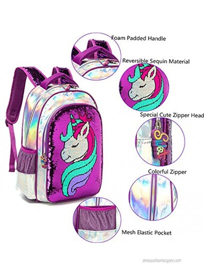 Girls 3 in 1 Backpack with Lunch Box Preschool Elementary Students