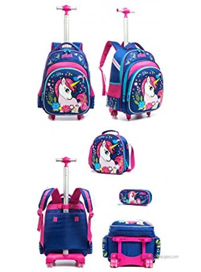 Girls Rolling Backpack,Trolley School Bag Water Resistant Travel Luggage for Kids and Students