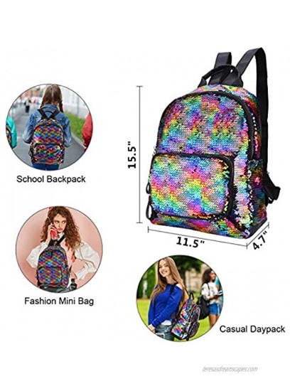 Girls Sequin Backpack Kids Flip Casual School Bag Rucksack Teen