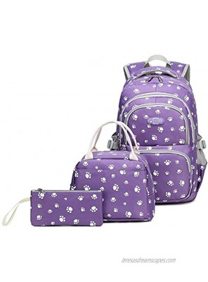 Goldwheat Girls Backpacks for Middle School Lightweight Bookbag Water Resistant with Lunch pack Pencil Case 3pcs