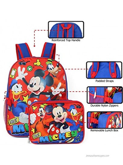 Group Ruz Mickey Mouse 16 Backpack W Detachable Lunch Box