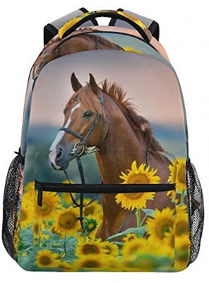 Horse Sunflowers Backpack Girl Backpacks for School Elementary Cute Bookbags for Girls 3rd 4th 5th Grade