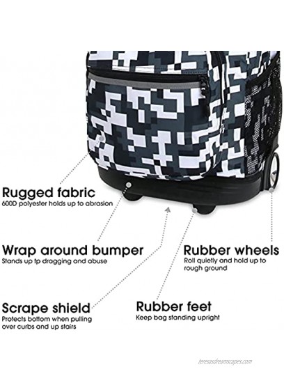 J World New York Sunrise Rolling Backpack. Roller Bag with Wheels Camo 18