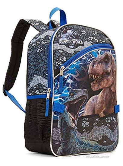 Jurassic World Backpack with Lunch Tote Set 16 School Bag Travel Backpack Full Size Zipper Compartments with Lunch Bag SET