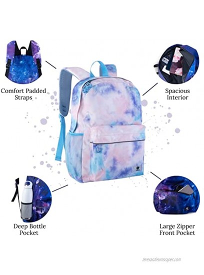 Kids Backpack for Girls Boys Teens by Fenrici Recycled School Bag with Laptop Compartment 16 in x 13.5 in Pink Tie Dye