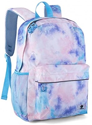 Kids Backpack for Girls Boys Teens by Fenrici Recycled School Bag with Laptop Compartment 16 in x 13.5 in Pink Tie Dye