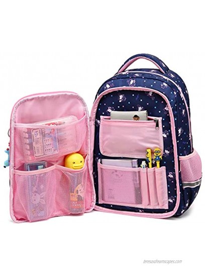 Kids Girls School Backpack with Chest Strap Princess Cute Big Elementary Bookbag Medium Royalblue