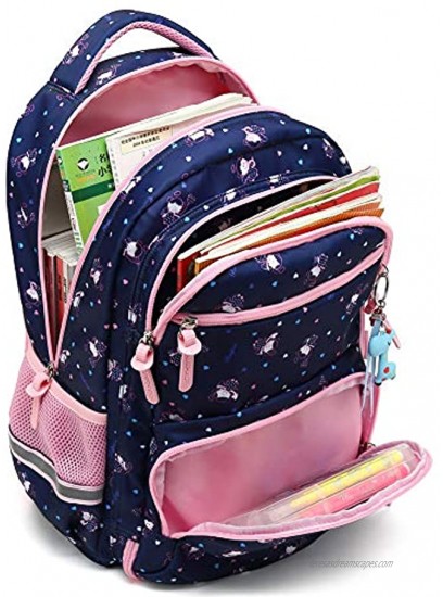 Kids Girls School Backpack with Chest Strap Princess Cute Big Elementary Bookbag Medium Royalblue
