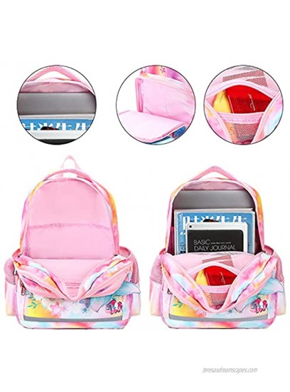 Kids Preschool Backpack Girls Kindergarten BookBag Primary Waterproof Mermaid Galaxy School Bag 7 Pockets with Chest Strap
