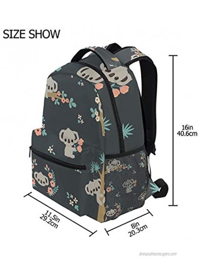 Koala And Flowers Backpack School Bag Travel Daypack Rucksack for Students