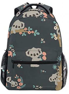 Koala And Flowers Backpack School Bag Travel Daypack Rucksack for Students