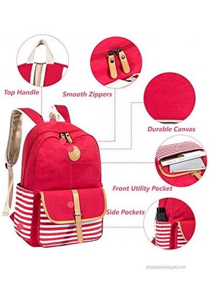 Leaper Canvas School Backpack for Girls Laptop Bag Travel Bag Bookbag Daypack