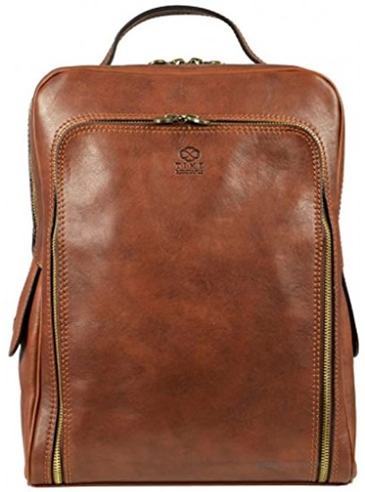 Leather Backpack Rucksack City Bag Unisex Matt Brown Time Resistance