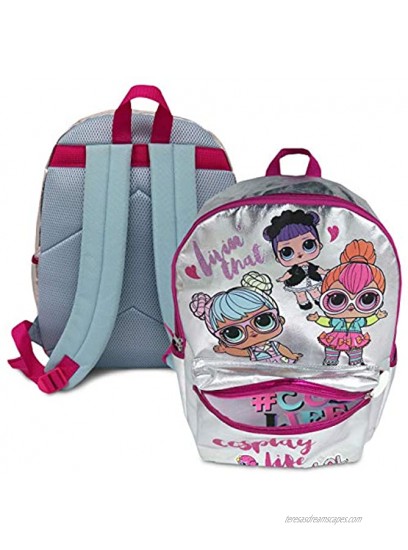 LOL Dolls Girl’s Backpack with Glitter Print and Zipper Details