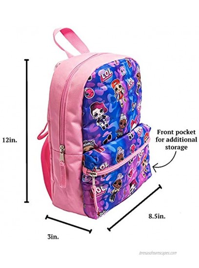 LOL Mini Backpack for Girls and Toddlers with Front Pocket Quilted 12 inch
