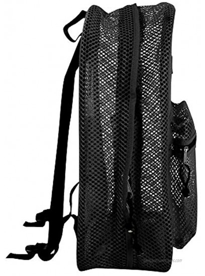Mesh Backpacks for Kids Adults School Beach and Travel Colorful Transparent Mesh Backpacks with Padded Straps Black