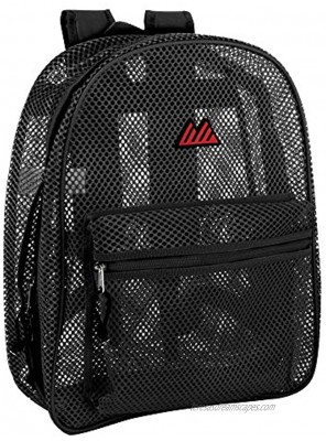 Mesh Backpacks for Kids Adults School Beach and Travel Colorful Transparent Mesh Backpacks with Padded Straps Black