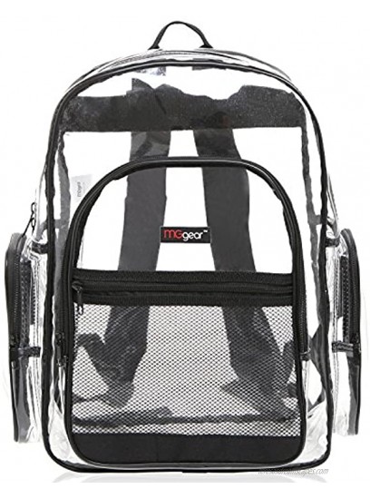 MGgear Clear Transparent PVC School Backpack Outdoor Backpack with Black Trim