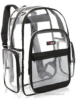 MGgear Clear Transparent PVC School Backpack  Outdoor Backpack with Black Trim
