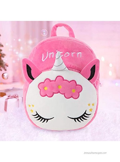 Mloovnemo Kids Unicorn Plush Toddler Travel Preschool Shoulder Backpack for 1-5 Year Old Kindergarten Girls Gift Rose Unicorn