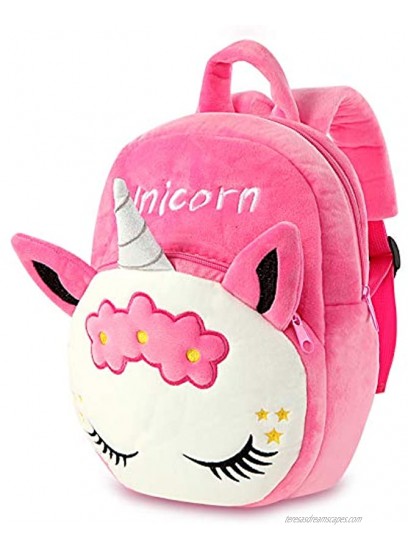 Mloovnemo Kids Unicorn Plush Toddler Travel Preschool Shoulder Backpack for 1-5 Year Old Kindergarten Girls Gift Rose Unicorn