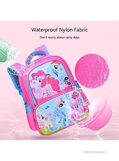 MY L. Pony Kids Backpacks for Girls Teens Cute Pink Bookbag School Travel Breathable Waterproof Bags