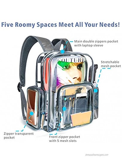 Packism Heavy Duty Clear Backpack for Adults with Reinforced Straps for School