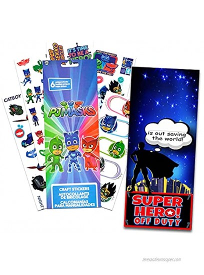 PJ Masks School Backpack With Lunch Box For Kids ~ 4 Pc Bundle With 16 PJ Masks School Bag Lunch Bag Stickers And More Featuring Catboy Owlette And Gekko