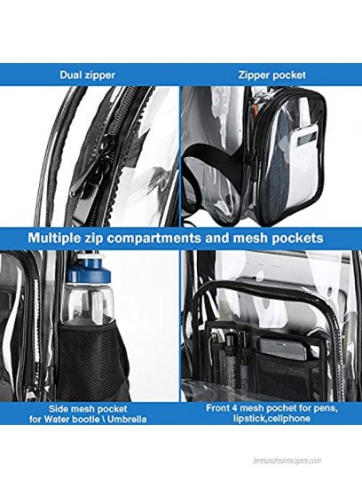 ProCase Heavy Duty Clear Backpack See Through Backpacks Transparent Clear Large Bookbag