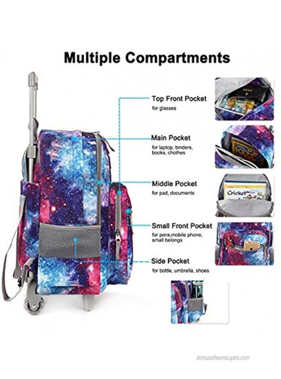 Rolling Backpack 18 inch Double Handle Wheeled Laptop Boys Girls Travel School Children Luggage Toddler Trip
