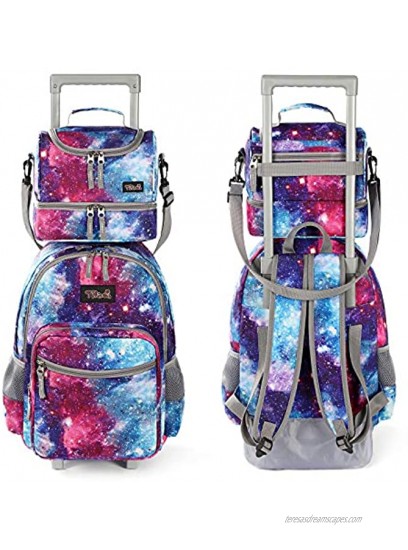 Rolling Backpack 18 inch Double Handle with Lunch Bag Wheeled Kids Backpack