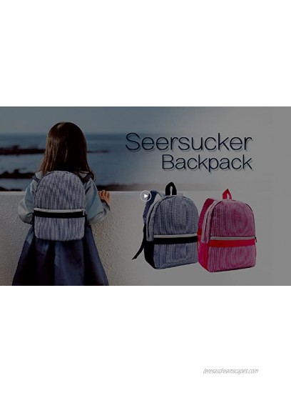 Seersucker Backpack Toddler with Pockets,Mini backpack for Preschool Kids,Kindergarten Kids BackpackBlue